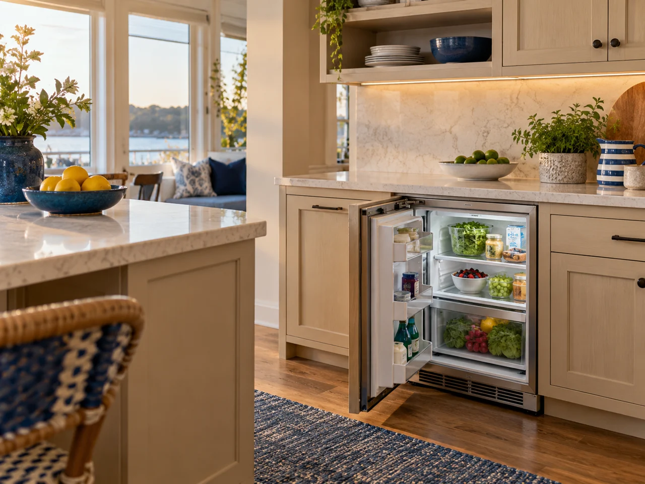 Illustration of a Sub-Zero undercounter refrigerator